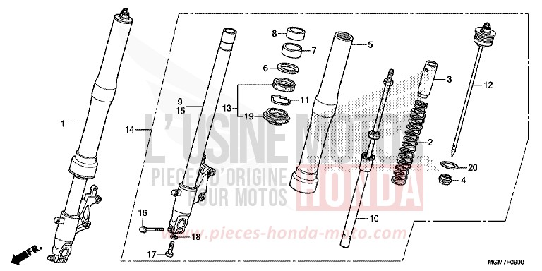 GABEL, VORNE von Hornet ABS MAT PEARL COOL WHITE (NHB44) von 2013